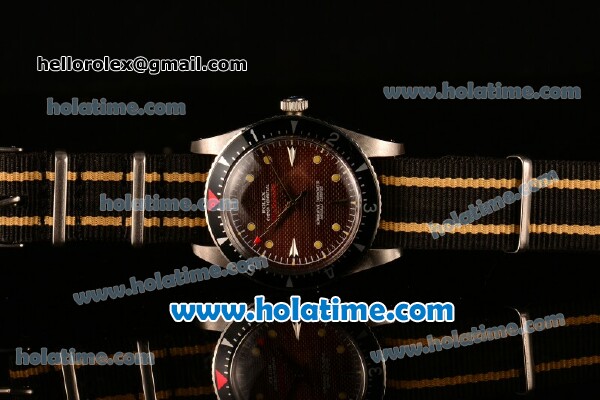Rolex Milgauss Vintage 1950s Asia 2813 Automatic Steel Case with Brown Dial Yellow Markers and Nylon Strap - Click Image to Close
