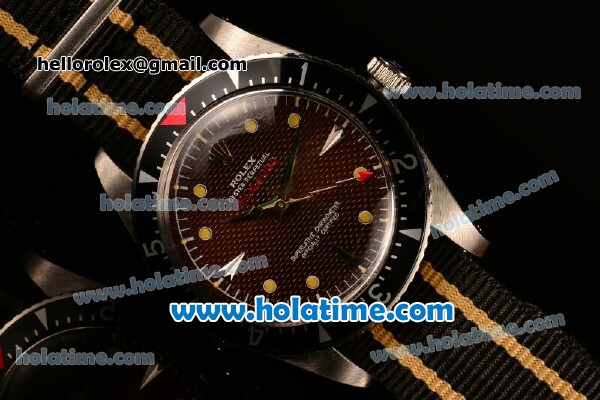 Rolex Milgauss Vintage 1950s Asia 2813 Automatic Steel Case with Brown Dial Yellow Markers and Nylon Strap - Click Image to Close