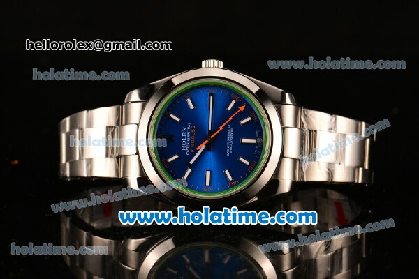 Rolex Milgauss Asia 2813 Automatic Full Steel with Blue Dial and White Stick Markers - Click Image to Close