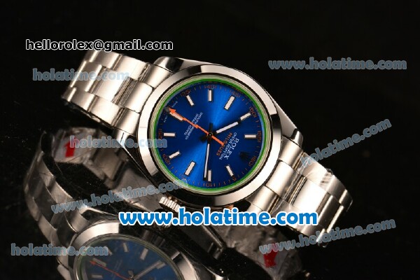 Rolex Milgauss Asia 2813 Automatic Full Steel with Blue Dial and White Stick Markers - Click Image to Close