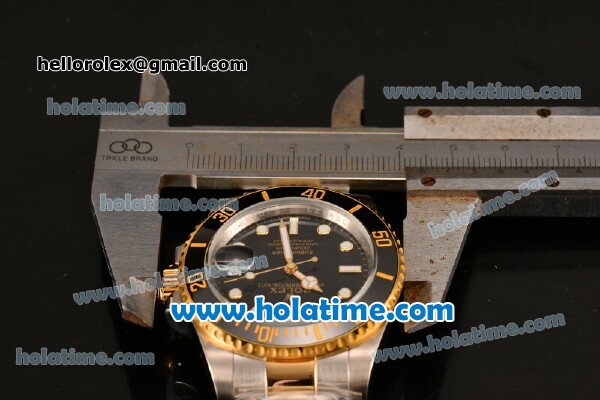 Rolex Submariner Asia 2813 Automatic Two Tone with Black Dial and White Markers - Click Image to Close