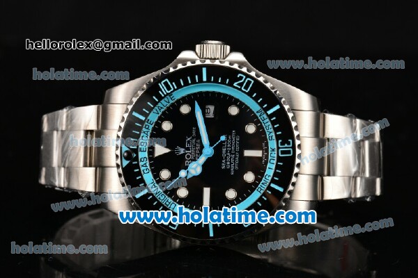 Rolex Sea-Dweller Deepsea Asia 2813 Automatic Full Steel with Black Dial and Blue Diver Index - Click Image to Close