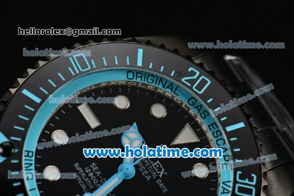 Rolex Sea-Dweller Deepsea Asia 2813 Automatic Full PVD with Black Dial and Blue Diver Index - Click Image to Close