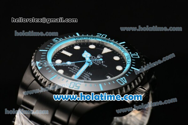 Rolex Sea-Dweller Deepsea Asia 2813 Automatic Full PVD with Black Dial and Blue Diver Index - Click Image to Close