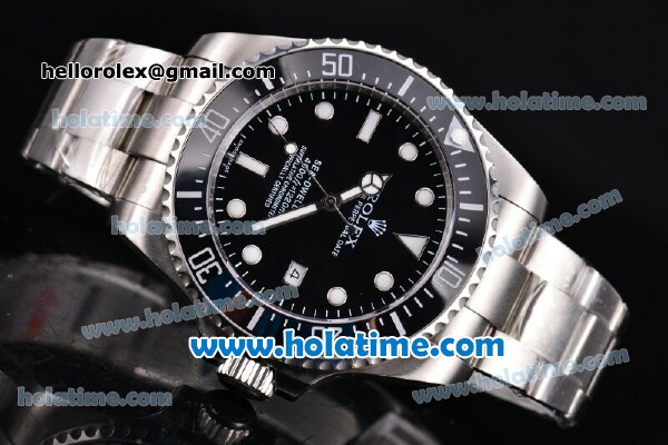 Rolex Sea-Dweller Asia 2813 Automatic Steel Case/Bracelet with Black Dial and White Markers - Click Image to Close