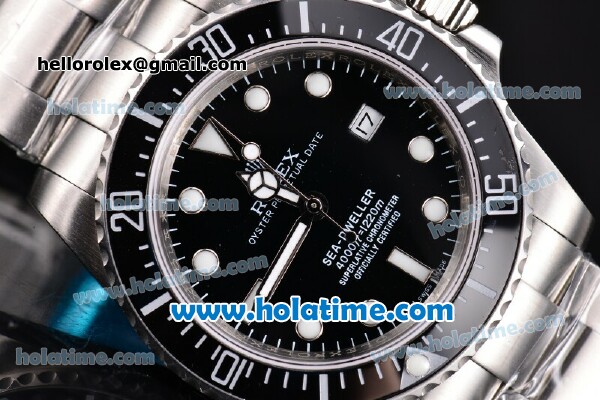 Rolex Sea-Dweller Asia 2813 Automatic Steel Case/Bracelet with Black Bezel and White Markers - Click Image to Close