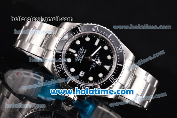Rolex Sea-Dweller Asia 2813 Automatic Steel Case/Bracelet with Black Bezel and White Markers - Click Image to Close