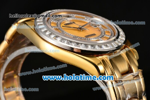 Rolex Day-Date Masterpieces Swiss ETA 2836 Automatic Yellow Gold Case with Diamonds Bezel and Yellow MOP Dial (BP) - Click Image to Close