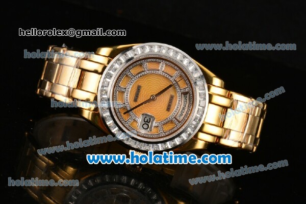 Rolex Day-Date Masterpieces Swiss ETA 2836 Automatic Yellow Gold Case with Diamonds Bezel and Yellow MOP Dial (BP) - Click Image to Close