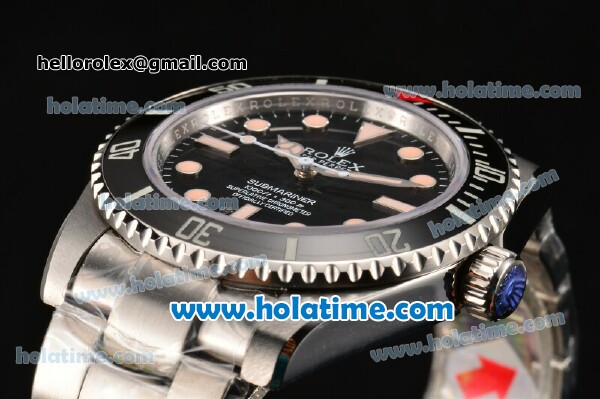 Rolex Submariner Rolex 3130 Automatic Steel Case/Bracelet with Black Dial and Yellow Markers - 1:1 Original (BP) - Click Image to Close