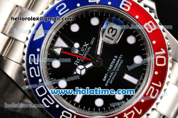 Rolex GMT-Master II Rolex 3186 Automatic Movement Steel Case with White Markers and Ceramic Bezel - Click Image to Close