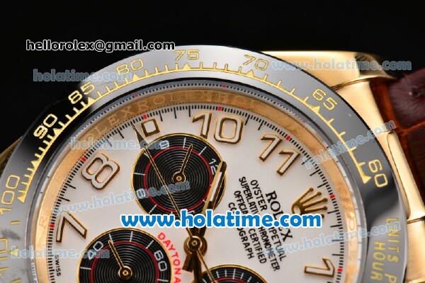 Rolex Daytona Asia ST17 Automatic Yellow Gold Case with White Dial Ceramic Bezel and Arabic Numeral Markers - Click Image to Close