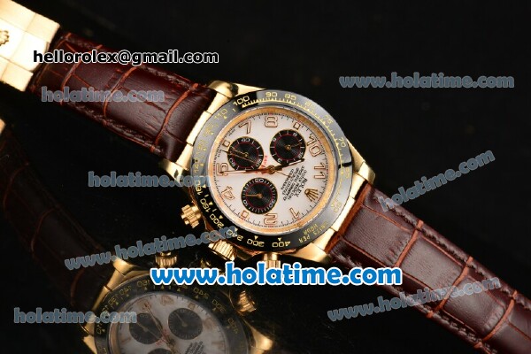 Rolex Daytona Asia ST17 Automatic Yellow Gold Case with White Dial Ceramic Bezel and Arabic Numeral Markers - Click Image to Close