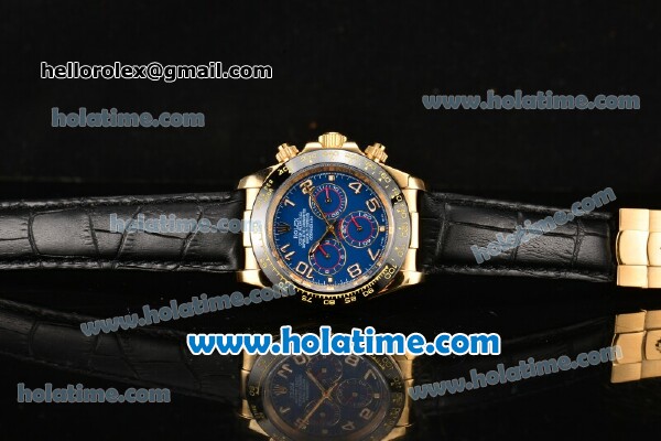Rolex Daytona Asia ST17 Automatic Yellow Gold Case with Blue Dial Ceramic Bezel and Arabic Numeral Markers - Click Image to Close