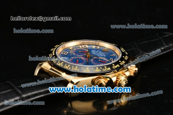 Rolex Daytona Asia ST17 Automatic Yellow Gold Case with Blue Dial Ceramic Bezel and Arabic Numeral Markers - Click Image to Close