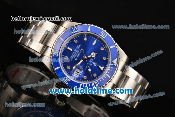 Rolex Submariner Asia 2813 Automatic Full Steel with Blue Dial and Ceramic Bezel - Click Image to Close