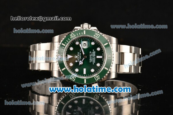 Rolex Submariner Swiss ETA 2836 Automatic Steel Case with Green Dial and Ceramic Bezel - 1:1 Original - Click Image to Close