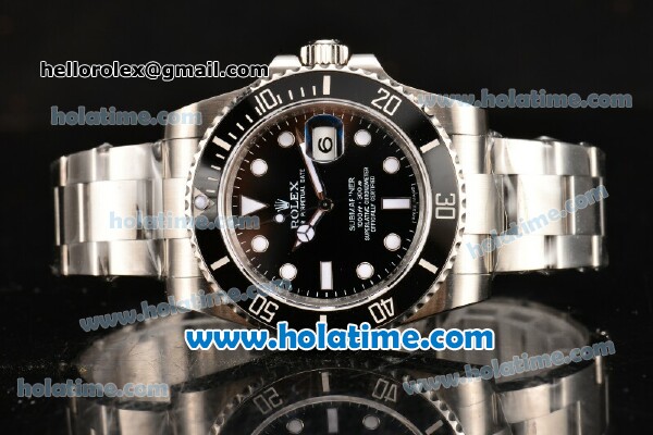 Rolex Submariner Swiss ETA 2836 Automatic Steel Case with Black Dial and Ceramic Bezel - 1:1 Original - Click Image to Close