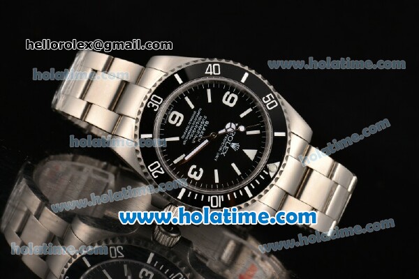 Rolex Blaken Submariner Asia 2813 Automatic Steel Case with Black Dial and Whtie Stick/Arabic Numeral Markers - Click Image to Close