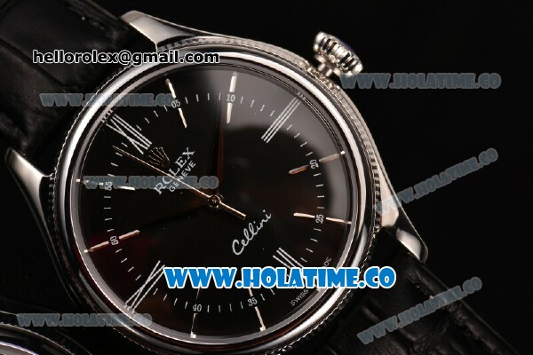Rolex Cellini Time Asia Automatic Steel Case with Black Dial and Silver Stick Markers (New) - Click Image to Close