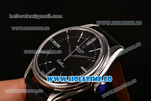 Rolex Cellini Time Asia Automatic Steel Case with Black Dial and Silver Stick Markers (New) - Click Image to Close
