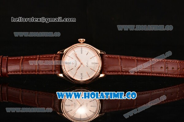 Rolex Cellini Time Asia Automatic Rose Gold Case with White Dial and Stick Markers (New) - Click Image to Close
