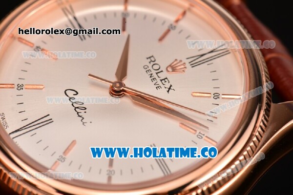 Rolex Cellini Time Asia Automatic Rose Gold Case with White Dial and Stick Markers (New) - Click Image to Close