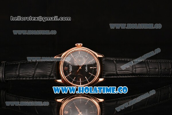 Rolex Cellini Date Asia Automatic Rose Gold Case with Black Dial and Stick Markers (New) - Click Image to Close