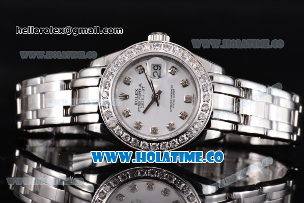 Rolex Datejust Pearlmaster Swiss ETA 2671 Automatic Full Steel with Diamond Bezel and White Dial - Click Image to Close