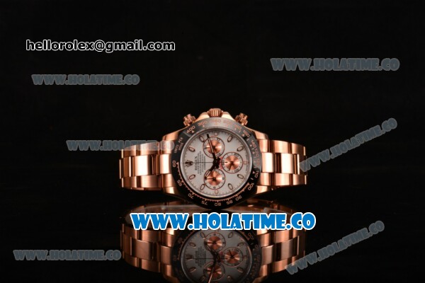 Rolex Daytona Chrono Swiss Valjoux 7750 Automatic Rose Gold Case with Ceramic Bezel White Dial and Stick Markers (BP) - Click Image to Close