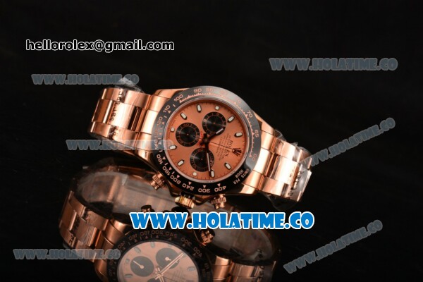 Rolex Daytona Chrono Swiss Valjoux 7750 Automatic Rose Gold Case with Ceramic Bezel Brown Dial and Stick Markers (BP) - Click Image to Close