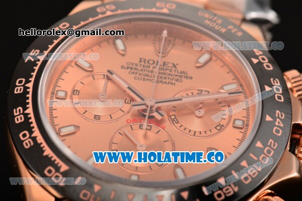 Rolex Daytona Chrono Swiss Valjoux 7750 Automatic Rose Gold Case with Ceramic Bezel Rose Gold Dial and Stick Markers (BP) - Click Image to Close