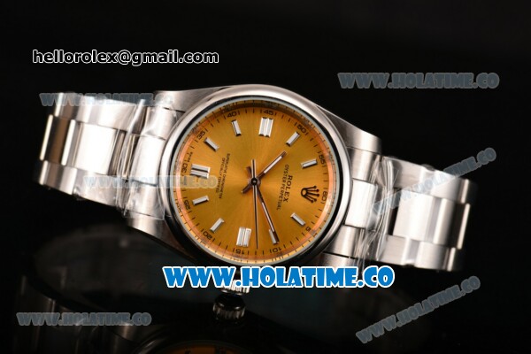 Rolex Air King Asia Automatic Full Steel with Yellow Dial and White Stick Markers - Click Image to Close