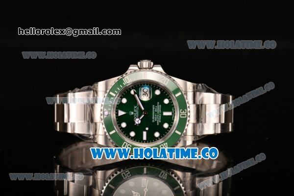 Rolex Submariner Clone Rolex 3135 Automatic Steel Case/Bracelet with Green Dial and White Dot Markers - 1:1 Original(NOOB) - Click Image to Close