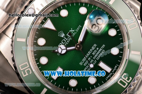 Rolex Submariner Clone Rolex 3135 Automatic Steel Case/Bracelet with Green Dial and White Dot Markers - 1:1 Original(NOOB) - Click Image to Close