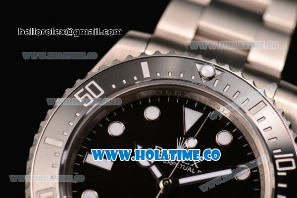 Rolex Sea-Dweller Swiss ETA 2836 Automatic Steel Case/Bracelet with White Dot Markers and Black Dial - 1:1 Original (NOOB) - Click Image to Close