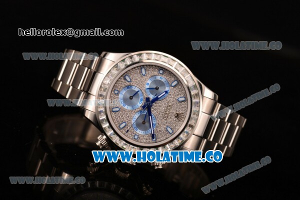 Rolex Daytona Chrono Swiss Valjoux 7750 Automatic Steel Case/Bracelet with Diamonds Dial and White Stick Markers - Click Image to Close