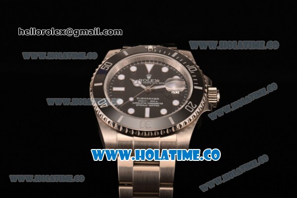 Rolex Submariner Clone Rolex 3135 Automatic Steel Case/Bracelet with Black Dial and White Markers - 1:1 Best Edition (XF) - Click Image to Close
