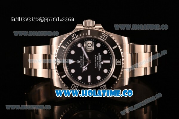 Rolex Submariner Clone Rolex 3135 Automatic Steel Case/Bracelet with Black Dial and White Markers (CF) - Click Image to Close