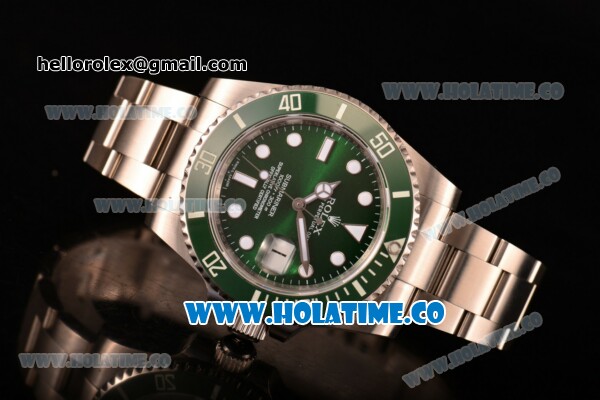 Rolex Submariner Clone Rolex 3135 Automatic Steel Case/Bracelet with Green Dial and White Markers (CF) - Click Image to Close