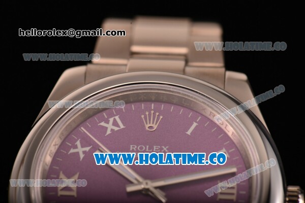 Rolex Air King Asia 2813 Automatic Full Steel with Purple Dial and Roman Numeral Markers - Click Image to Close