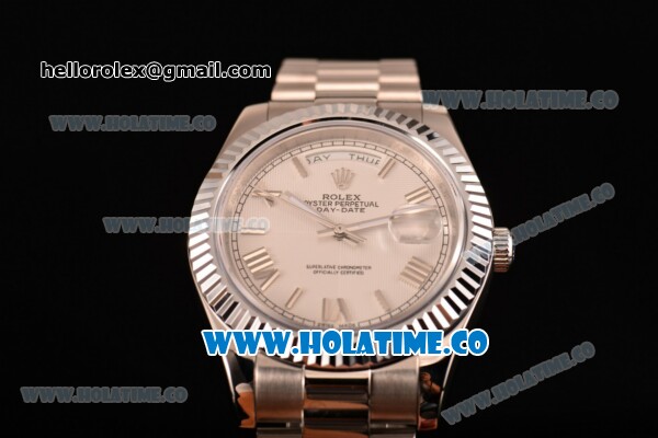 Rolex Day-Date II Asia 2813 Automatic Steel Case/Bracelet with White Dial and Roman Numeral Markers - Click Image to Close