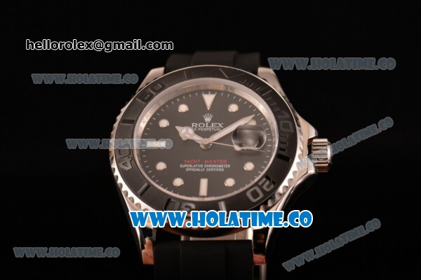 Rolex Yachtmaster 40 Swiss ETA 2836 Automatic Steel Case with Black Dial White Markers and Black Rubber Strap - Click Image to Close