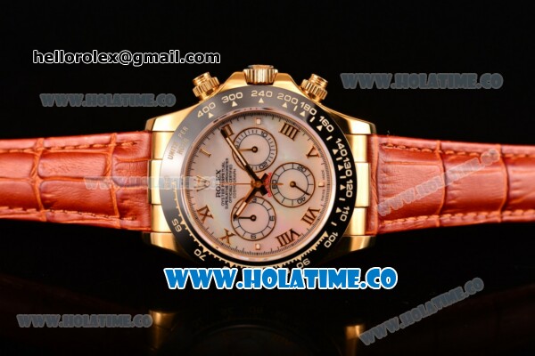 Rolex Daytona Chrono Swiss Valjoux 7750 Automatic Yellow Gold Case with Ceramic Bezel Stick Markers and White MOP Dial (BP) - Click Image to Close