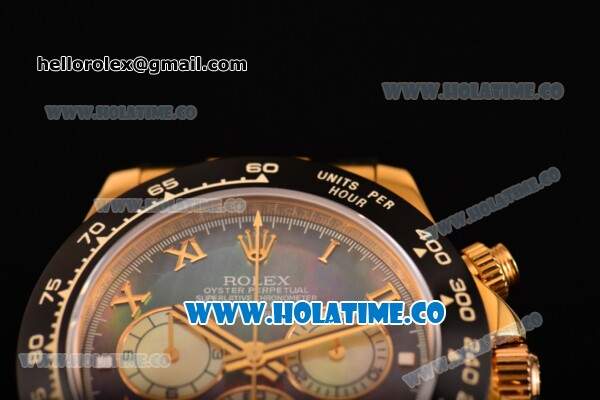 Rolex Daytona Chrono Swiss Valjoux 7750 Automatic Yellow Gold Case with Ceramic Bezel Black MOP Dial and Roman Numeral Markers(BP) - Click Image to Close