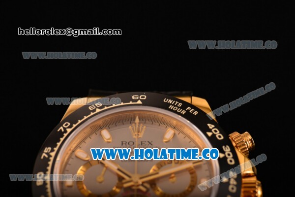 Rolex Daytona Chrono Swiss Valjoux 7750 Automatic Yellow Gold Case with Ceramic Bezel Stick Markers and Silver Dial (BP) - Click Image to Close