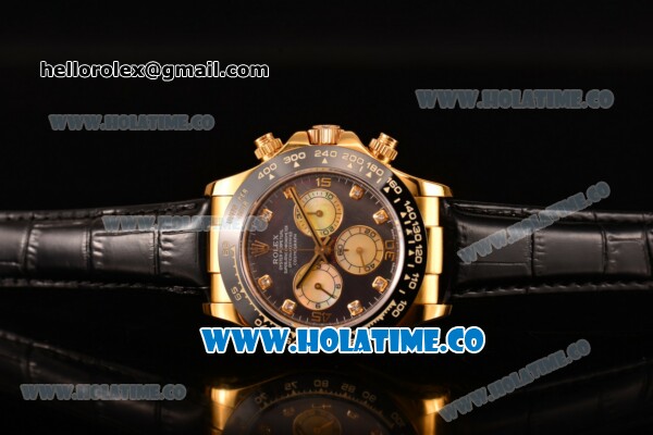 Rolex Daytona Chrono Swiss Valjoux 7750 Automatic Yellow Gold Case with Ceramic Bezel Black MOP Dial and Diamonds Markers (BP) - Click Image to Close