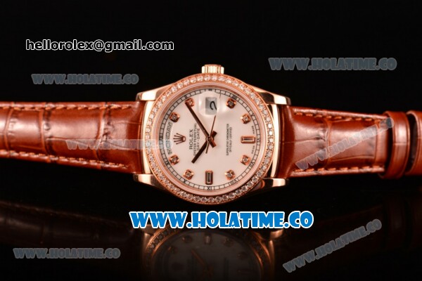 Rolex Day-Date Asia Automatic Rose Gold Case with Diamonds Markers White Dial - Diamonds Bezel (BP) - Click Image to Close