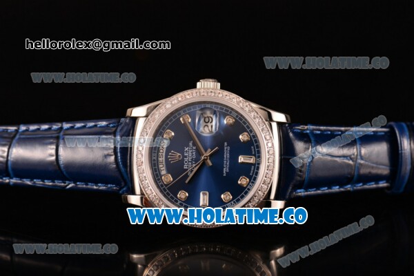 Rolex Day-Date Asia Automatic Steel Case with Diamonds Markers Blue Dial - Diamonds Bezel (BP) - Click Image to Close