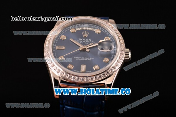 Rolex Day-Date Asia Automatic Steel Case with Diamonds Markers Blue Dial - Diamonds Bezel (BP) - Click Image to Close